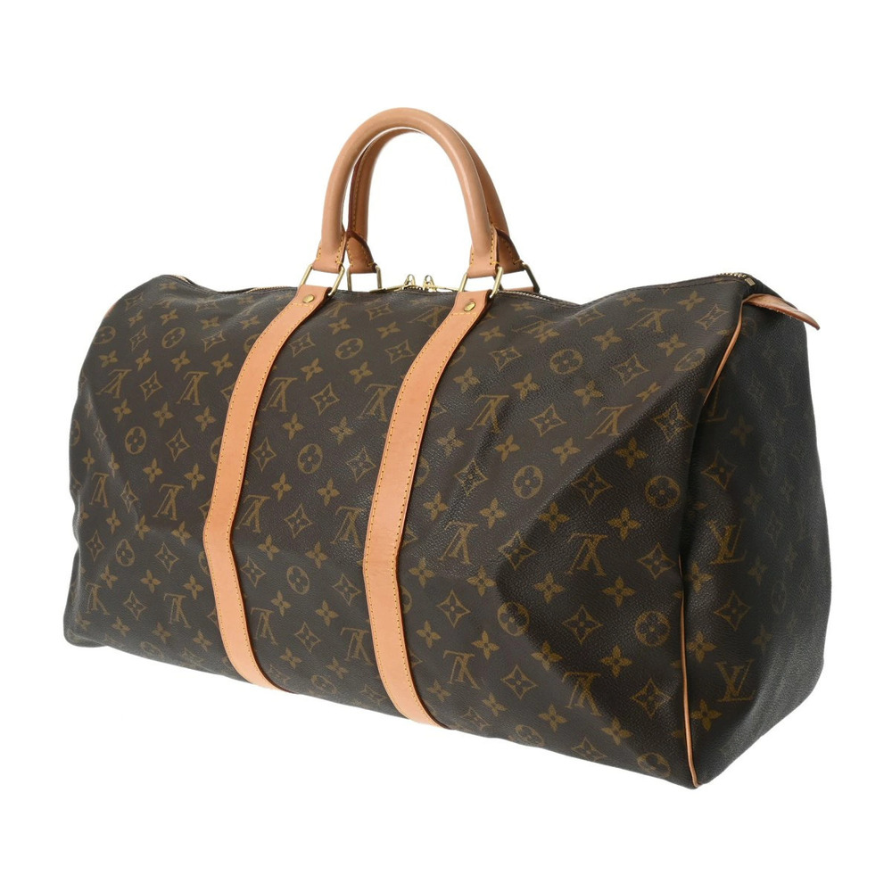 Louis Vuitton Monogram Canvas Keepall Bag Brown Boston Brown